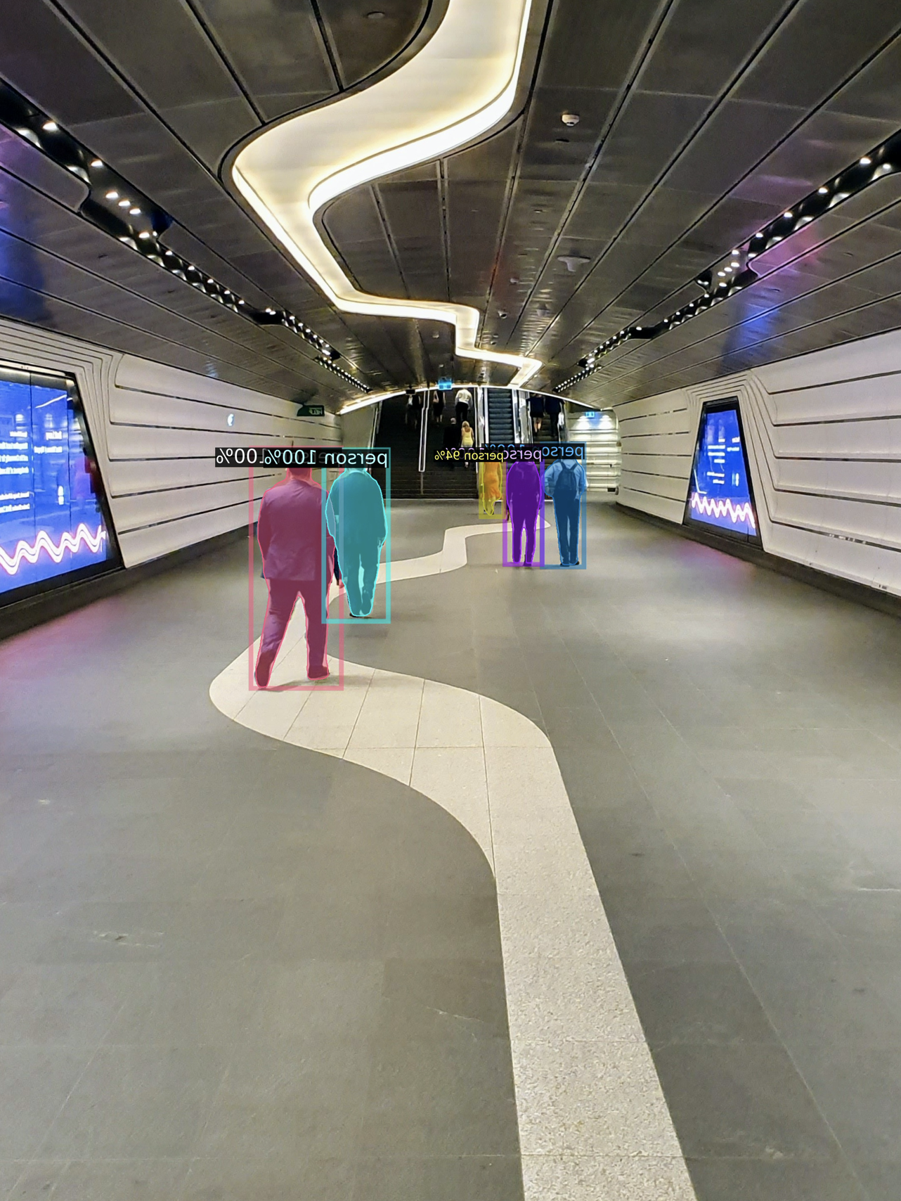 Processed image of people walking